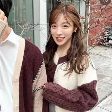 COCO DEAL 패치워크 케이블 숏 니트