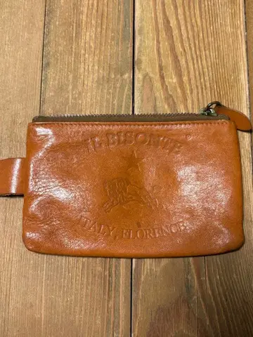 일비종떼/IL BISONTE 파우치 가죽 엠보 오렌지 브라운