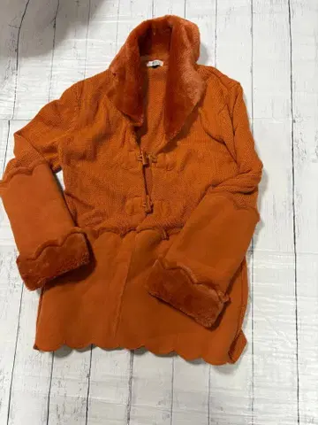 오렌지 니트 플리스 자켓