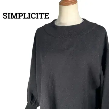 SIMPLICITE 니트 스웨터 모크넥 블랙 오버 사이즈 F