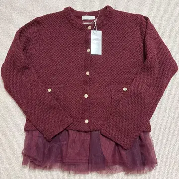 애니시스 버건디 튤 가디건