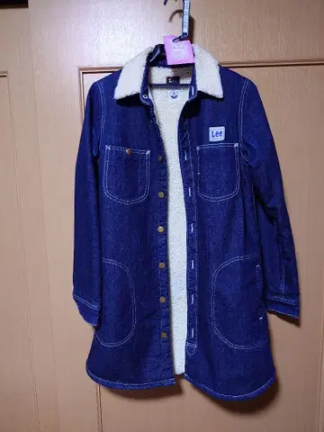 Lee x haco 데님 보아 코트 보아 옷깃 다크 데님 롱 자켓