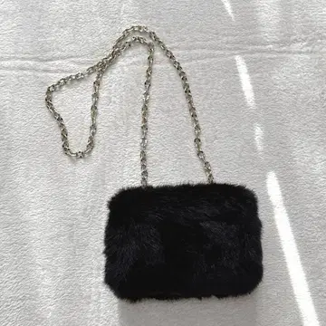 Lagunamoon 퍼 숄더백 블랙 체인 포함 파티