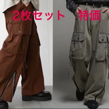 파라슈트 팬츠 남성용 2개 세트 데님 카고 팬츠