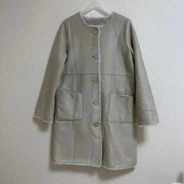 Dou Dou 리버서블 페이크 무스탕 코트 후드 부착