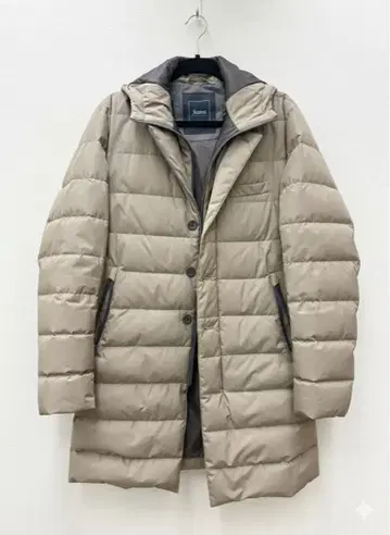 HERNO 베이지 다운 자켓 후드 부착