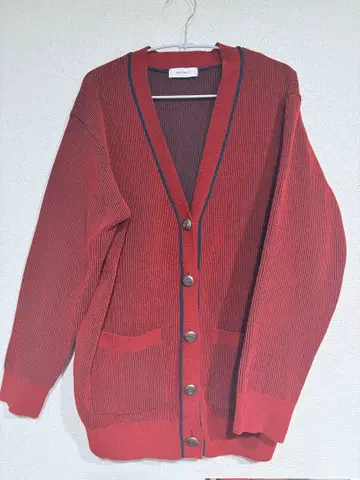 리브 빨간색 가디건