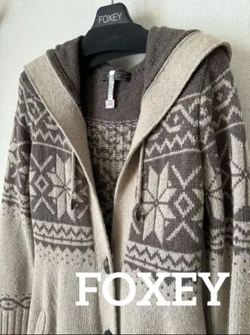 FOXEY 노르딕 니트 롱 코트