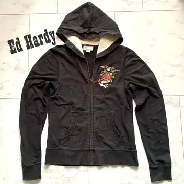 Ed Hardy 에드하디 y2k 후드 부착 블랙 후드티 S