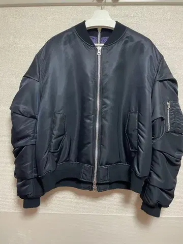 AMNJX MA-1 자켓 블랙/보라색 L 사이즈 히라모토 렌