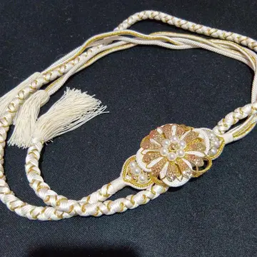 럭셔리 펄 비즈 화이트 허리띠 후리소데용 성인식