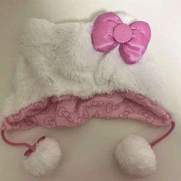 헬로키티 핑크 퍼 햇