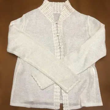 센슈카이 아이보리 모헤어 25% 긴팔 가디건