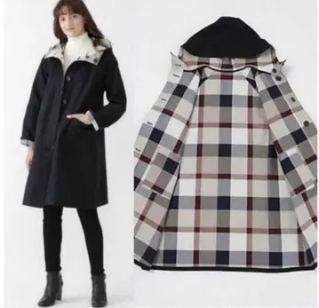 블루 라벨 코튼 페이스 리버서블 A 라인 코트