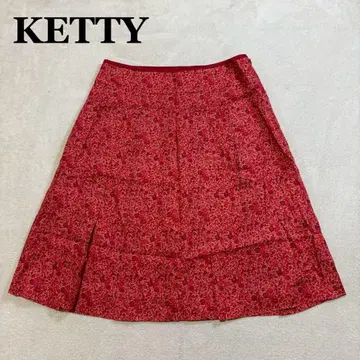[ 새상품급 ] KETTY 레드 무릎 기장 플레어 스커트 사이즈 40