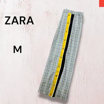 ZARA 자라 스냅 버튼 와이드 레그 팬츠 아무로 나미에 M 체크 무늬