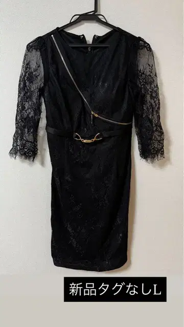 블랙 레이스 슬리브 드레스 L