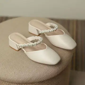아이보리 펄 장식 뮬 23.5cm