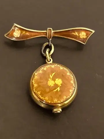 빈티지 Berney 스위스산 에나멜 펜던트 브로치 시계