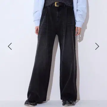 지나시스 컬러 턱 데님 와이드 팬츠 M size