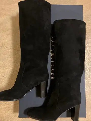 블랙 스웨이드 롱 부츠