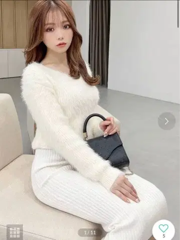 리젝시 화이트 니트 롱 원피스 어른스러운 예쁜 프리