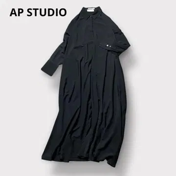 [ 새상품급 25 모델 맥시 길이 ] AP STUDIO 셔츠 원피스 블랙