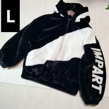 SUREVE 빅 로고 실키 퍼 보아 후드티 자켓 L