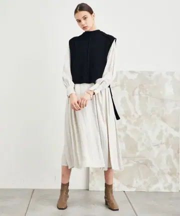 PUBLIC TOKYO 베스트 세트 개더 원피스 퍼블릭 도쿄