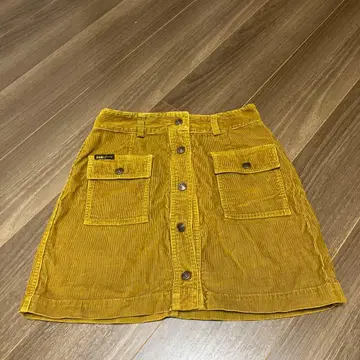 DKNY 머스타드 코듀로이 미니 스커트 A라인