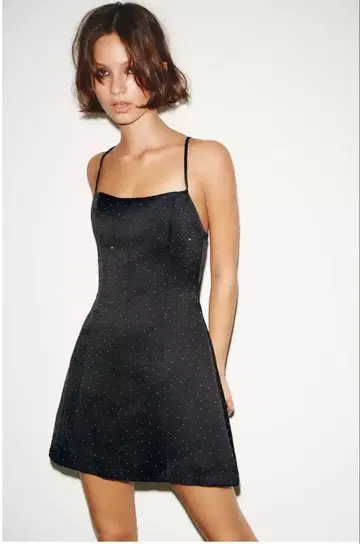 STRASS 새틴 숏 원피스