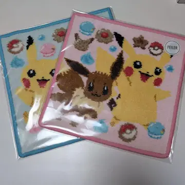 미사용 새상품 FEILER 피카츄 이브이 손수건 2장 세트