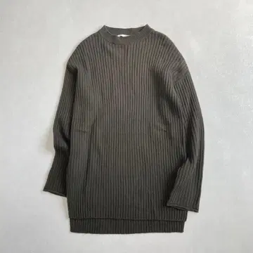 새상품급 갤러리 바이 캐시미어 혼방 빌드넥 리브 니트탑 카키