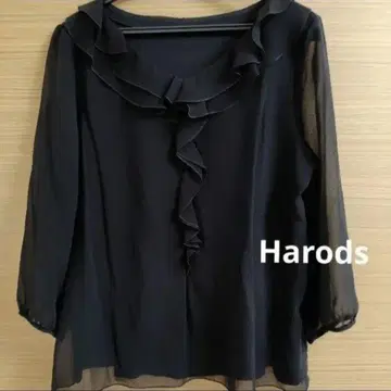Harrods 블랙 프릴 7부 소매 블라우스
