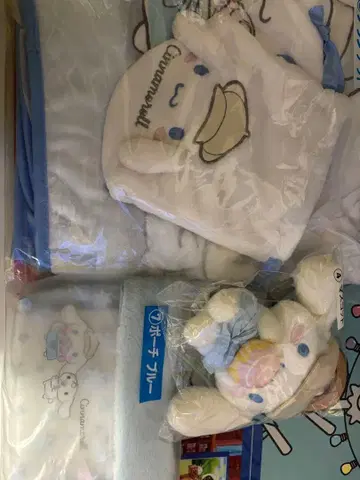 시나모롤 당첨 복권 담요 마스코트 파우치 블루