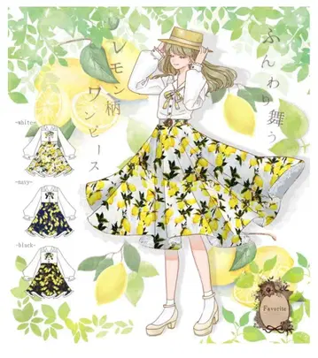 Favorite 레몬 패턴 원피스 M