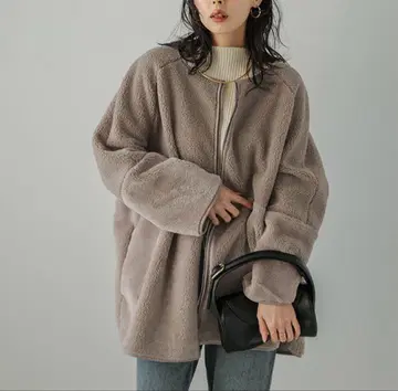 [미사용 새상품] la-gemme 퍼 보아 롱 코트