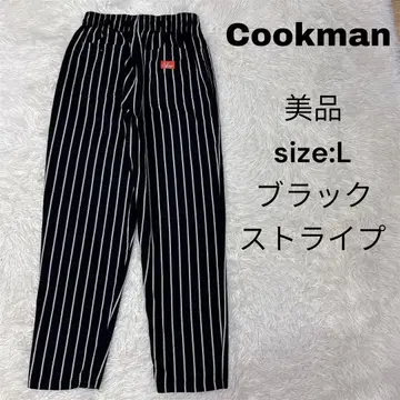 Cookman 쿠크만 셰프 팬츠 L 블랙 블랙 스트라이프 새상품급