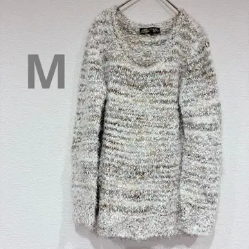 새상품급 [ M ] 화이트 베이지 스트라이프 V넥 스웨터