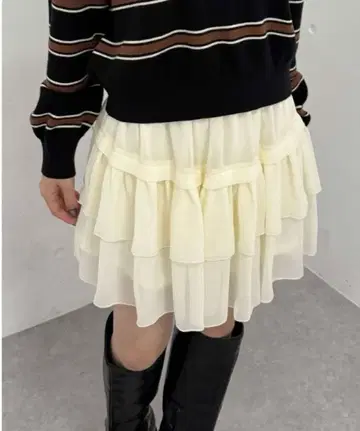 archives 체크 모듬 쉬폰 티어드 미니 스커트