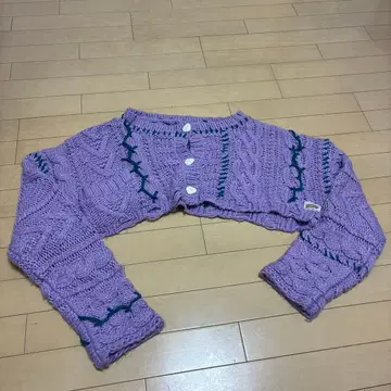 HELLO SAN FRANCISCO 퍼플 숏 가디건