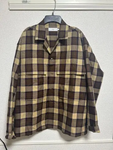 Graphpaper 체크 무늬 울 플란넬 셔츠 사이즈 2