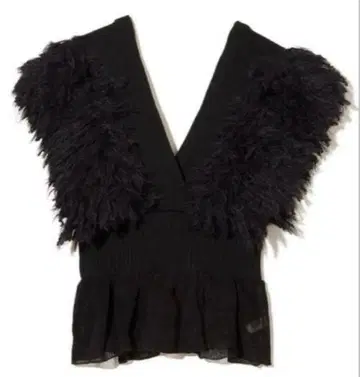 leinwande 패치워크 러플 헴 탑 블랙