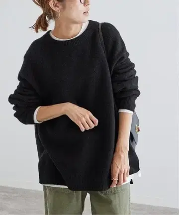 프레임워크 래글런 슬리브 와이드 풀오버 블랙