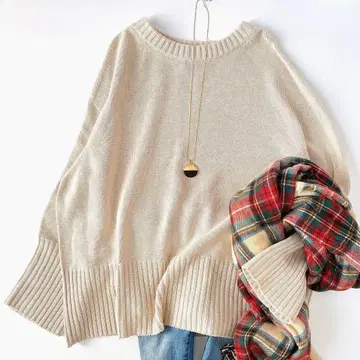 새상품급 스픽 앤 스팬 벌키 얀 롱 리브 니트 베이지 세탁 가능