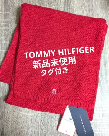 미사용 새상품 TOMMY HILFIGER 빨간색 머플러 스톨 라메 포함