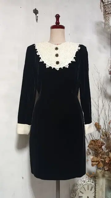 도쿄 블라우스 Tokyu Sienne 앤티크 레이스 벨벳 원피스