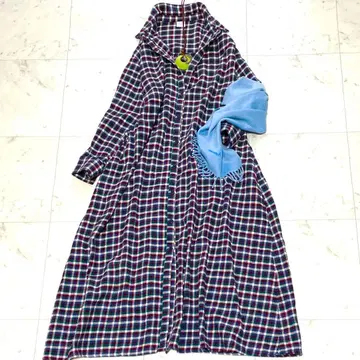 어반 리서치 도어스 셔츠 원피스 체크 무늬 멀티 컬러 비침 없음