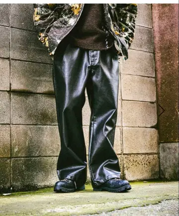 ( niko and - ) 블랙 가죽 와이드 팬츠