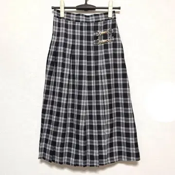 비트 체크 플리츠 스커트